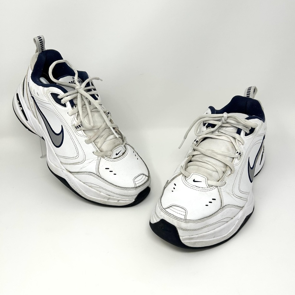 Nike Air Monarch IV Shoes Mens Size‎ 10 White Navy Training Sneakers 415445-102